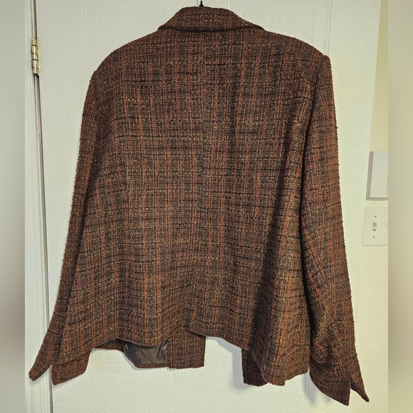 Womens plus size 2X blazer sz 24 brown pink long sleeve relaxed fit Tweed - Picture 5 of 5